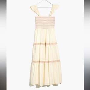 Madewell Petite Lucie Smocked Tiered Midi Dress size Medium